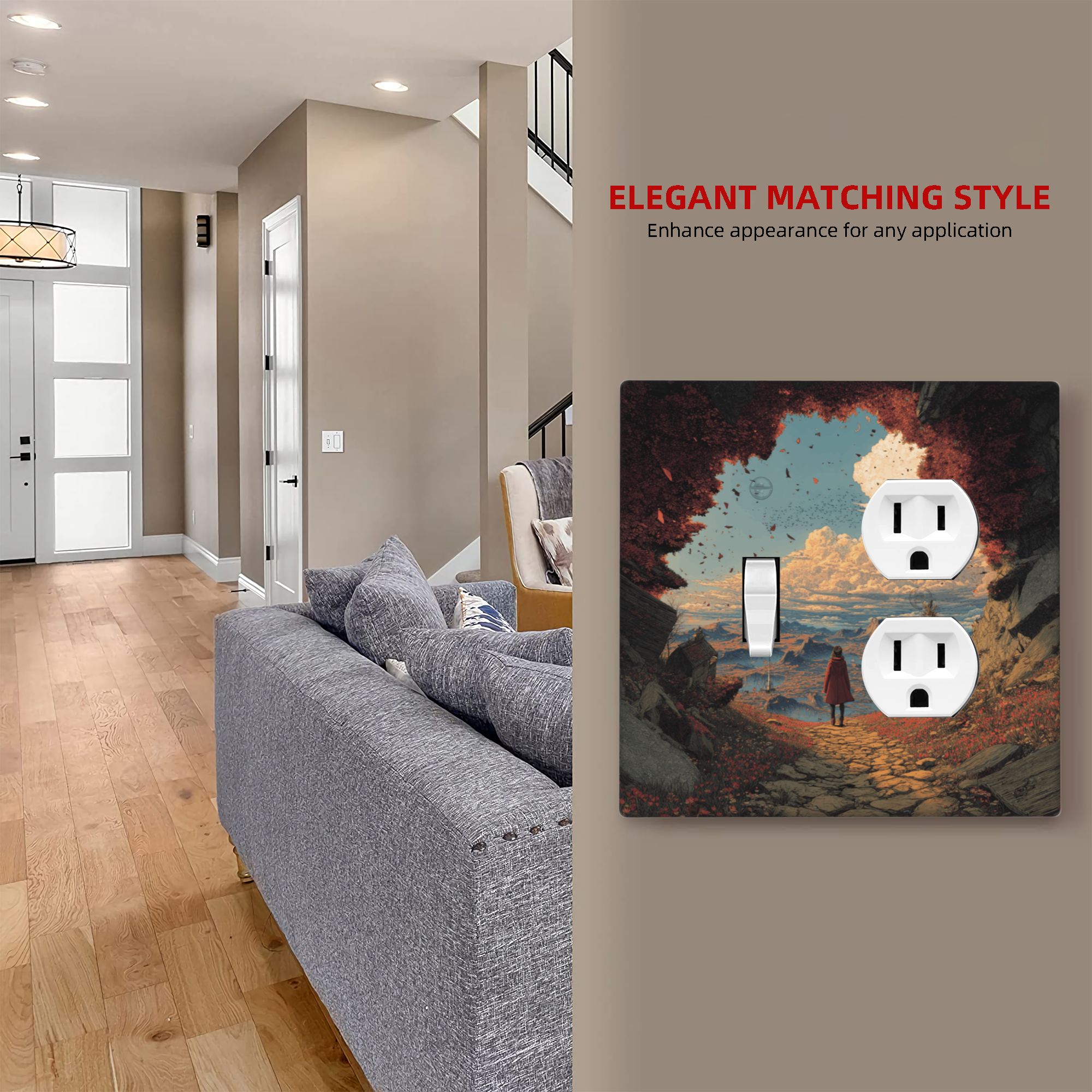 Artistic Landscape Double Switch Panel (2 - Piece Set) - Decorative Outlet Covers for Multiple Scenarios