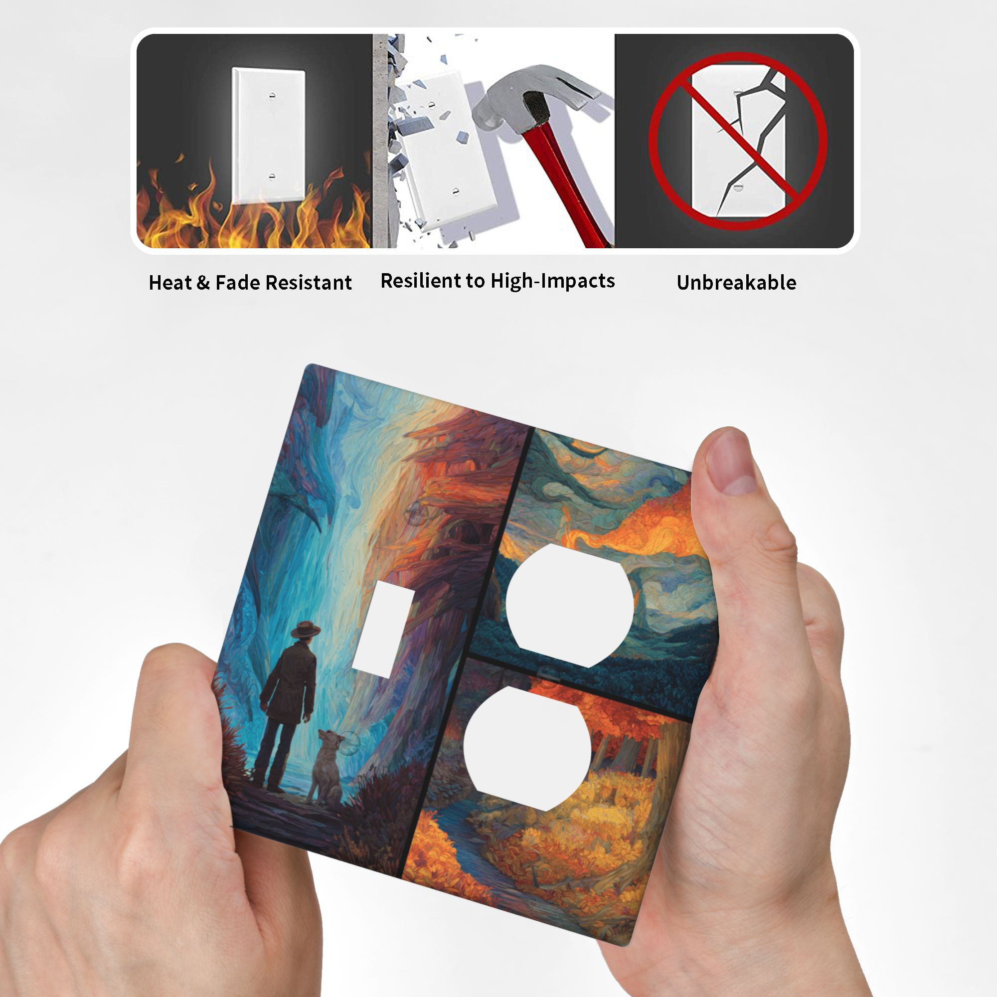 Artistic Landscape Double Switch Panel (2 - Piece Set) - Decorative Outlet Covers for Multiple Scenarios