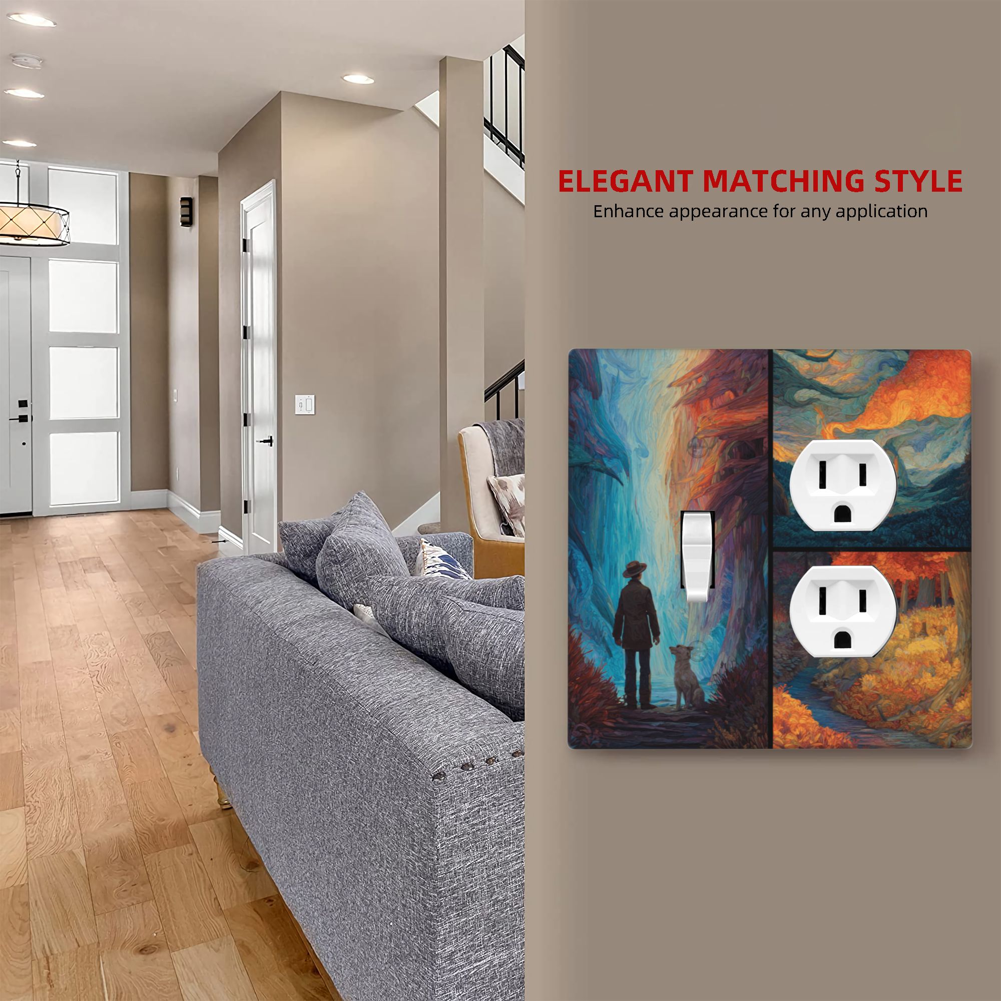 Artistic Landscape Double Switch Panel (2 - Piece Set) - Decorative Outlet Covers for Multiple Scenarios